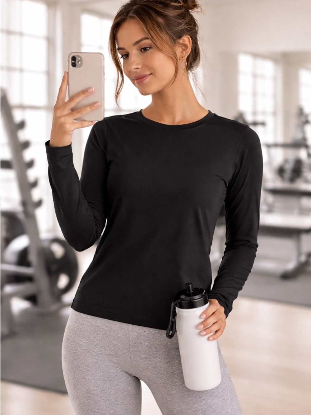 All in Motion Black Long Sleeve Athletic Top Size L NWT